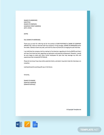 thank you letter to recruiter for arranging interview