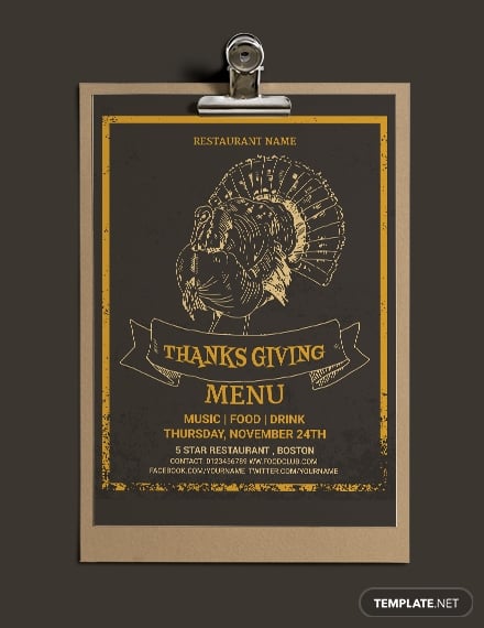 thanksgiving restaurant party menu template