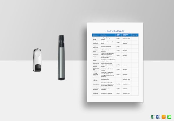 the construction checklist template