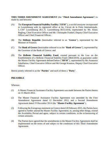 third amendment agreement template