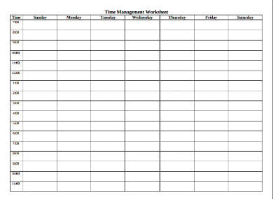 time management worksheet template