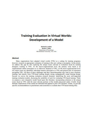 training evaluation development