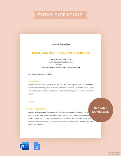 12  Travel Agency Agreement Templates PDF