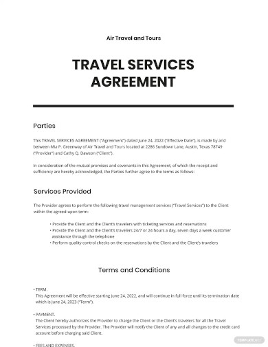 12  Travel Agency Agreement Templates PDF Free Premium Templates