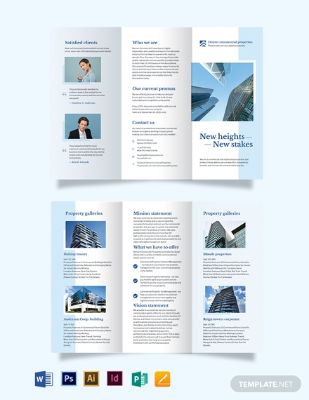 tri fold commercial real estate brochure template
