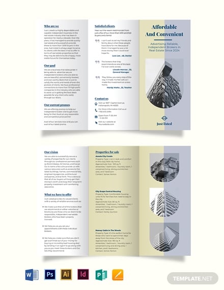 tri fold independent real estate broker brochure template