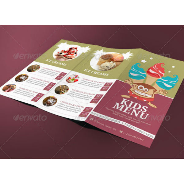 tri fold kids menu template