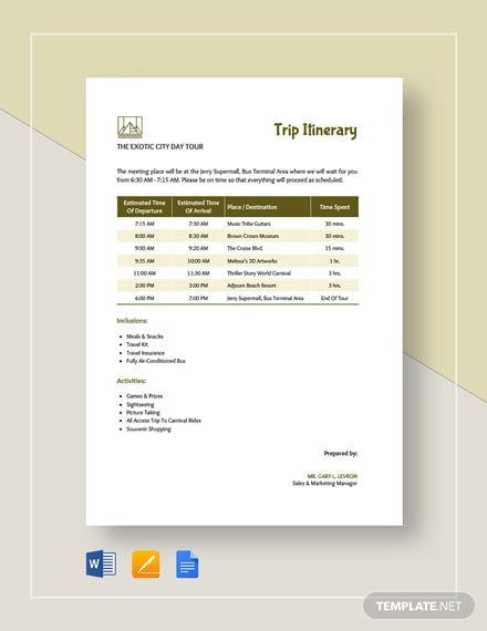 18+ Itinerary Templates in Google Docs