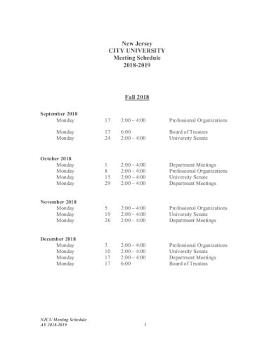 university meeting schedule template