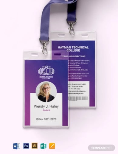 vocational college id card template