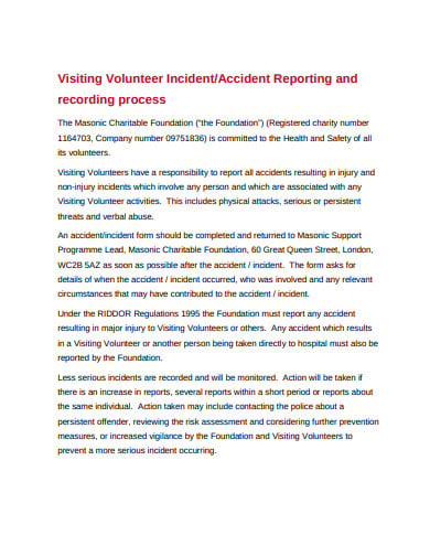 volunteer incident reporting template