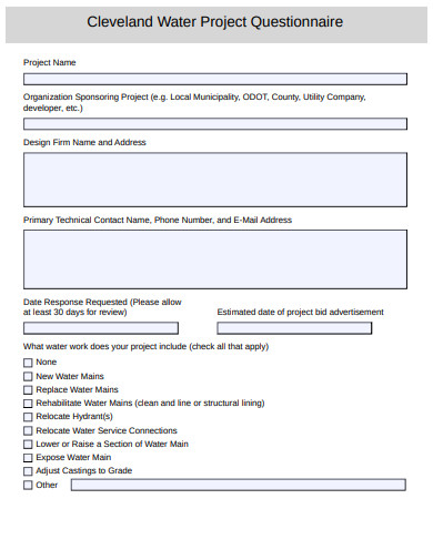 water project questionnaire example