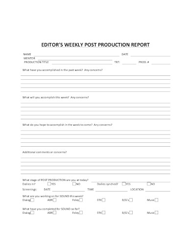 weekly-post-production-report-template