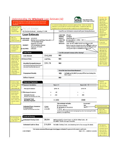 wholesale loan estimate template