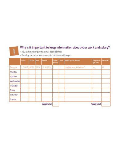 work log template