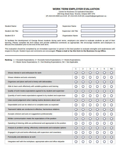 work term employer evaluation template