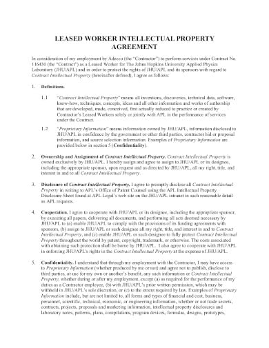 worker intellectual property agreement template