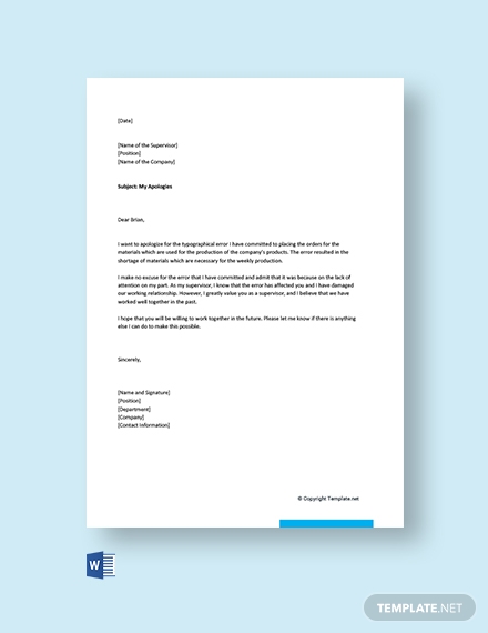 Work Apology Letter Templates Google Docs MS Word Pages PDF