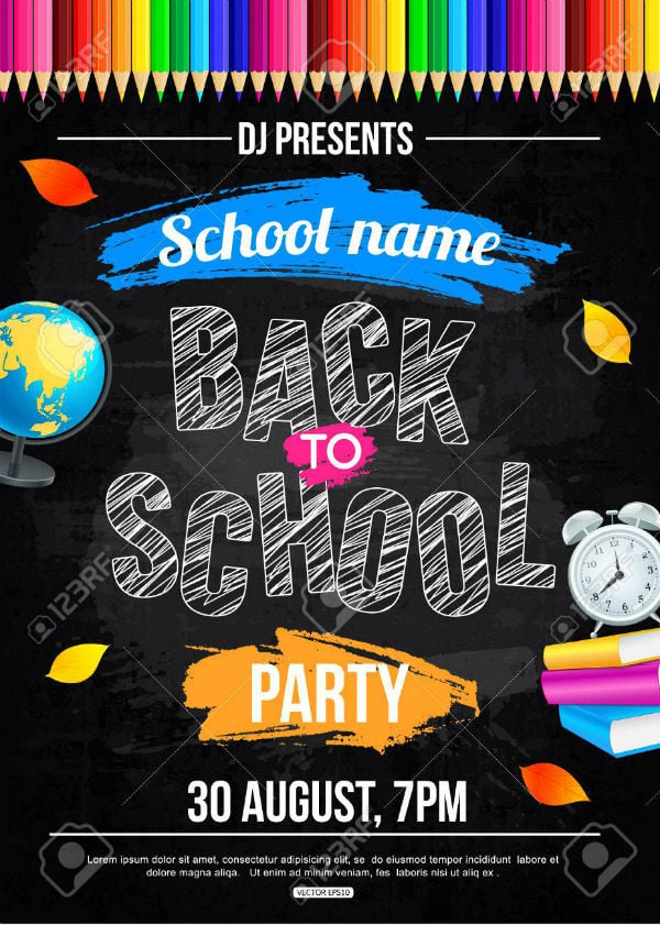 back to school party poster template