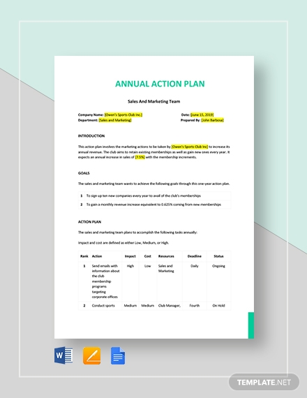 year annual action plan