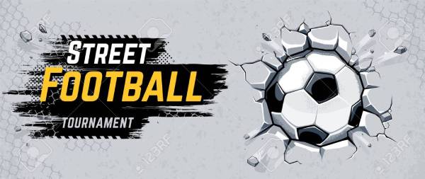 00042 street football design with soccer ball breaking wall vector illustration