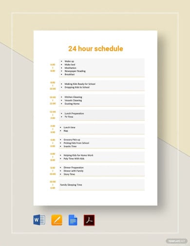 hour schedule template