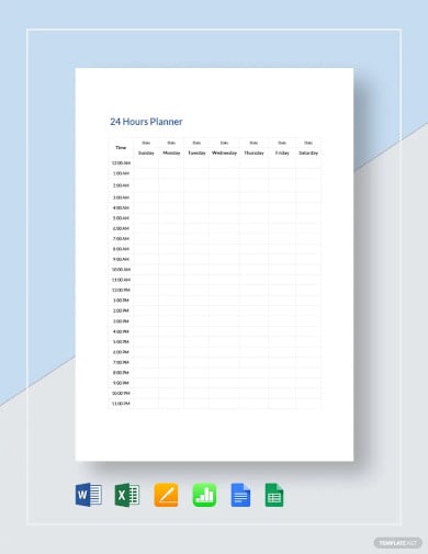 hours planner template