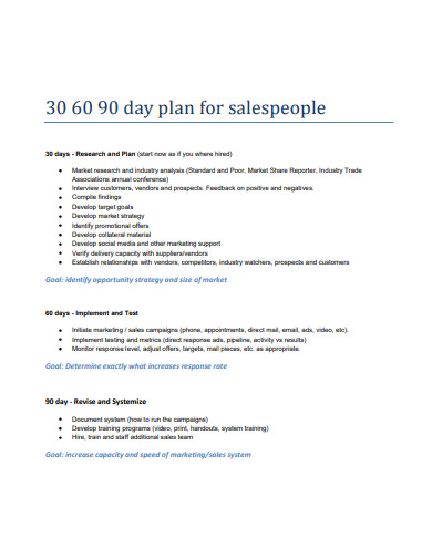 0 60 90 day plan for sales people