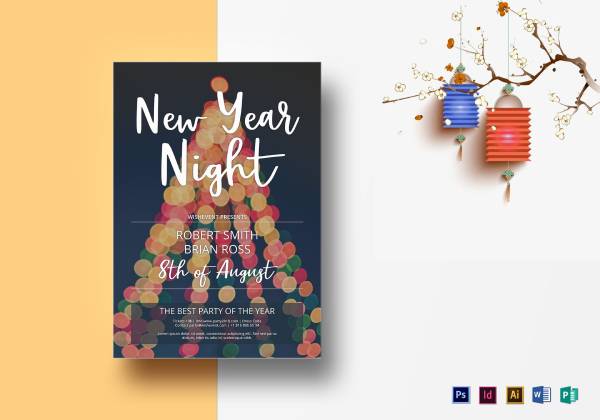 new year party flyer mockup