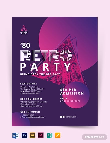 0s party flyer template