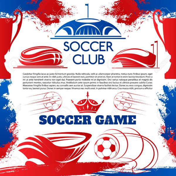 soccer sport club poster with football stadium sport arena for football competition event and tourna