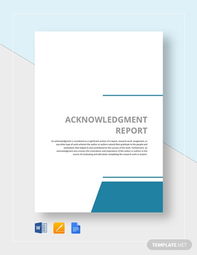 7+ Acknowledgment Report Templates in Google Docs | MS Word | Pages ...