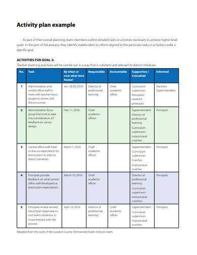 activity plan example