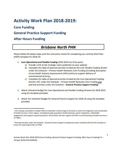 activity work plan in pdf