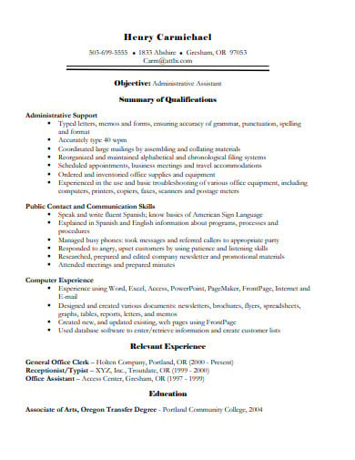admin-resume-template-in-pdf