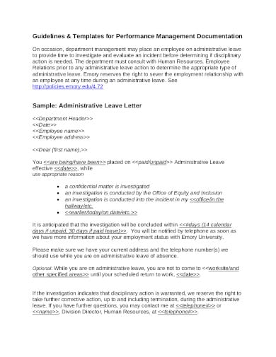 administrative leave letter template