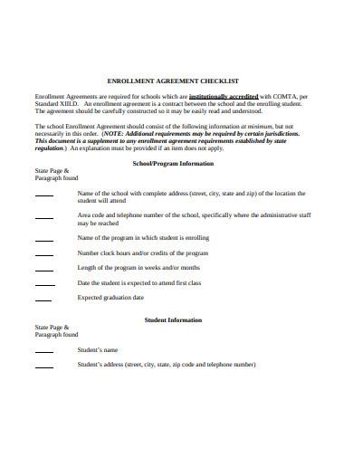 agreement-checklist-template