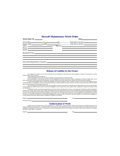 aircraft maintenance work order template