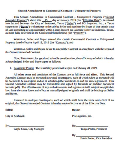 amendment to commercial contract 