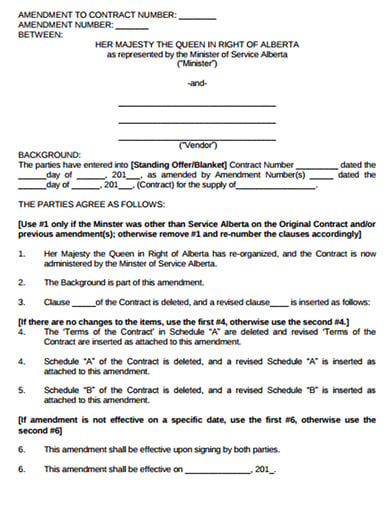 amendment to contract template