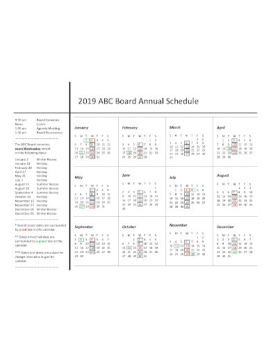 annual board schedule
