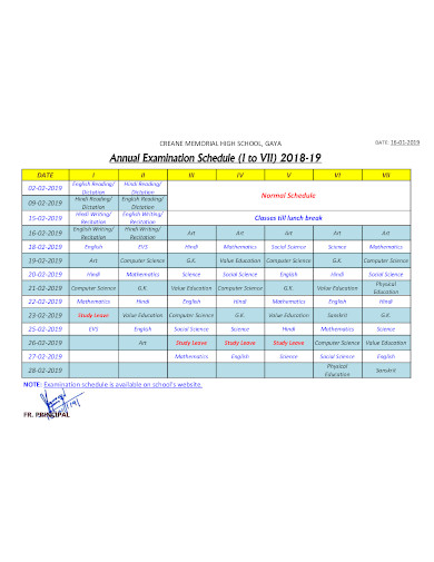 annual-examination-schedule-template