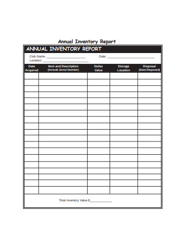 annual inventory report format