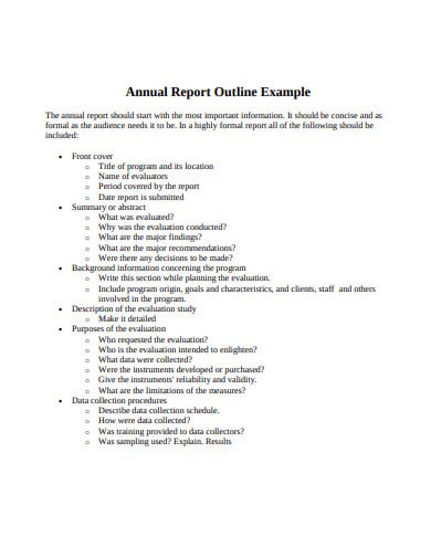 annual report outline example
