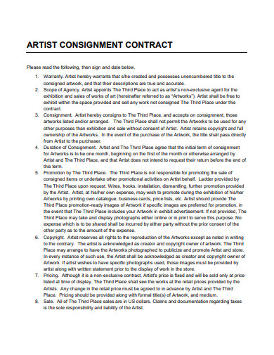 artist consignment contract