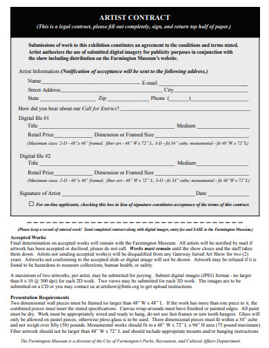 artist contract example in pdf