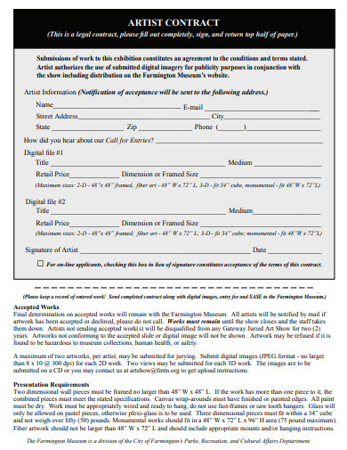 16+ Artist Contract Templates in Google Docs | Word | Pages | PDF