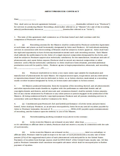 16+ Artist Contract Templates in Google Docs | Word | Pages | PDF