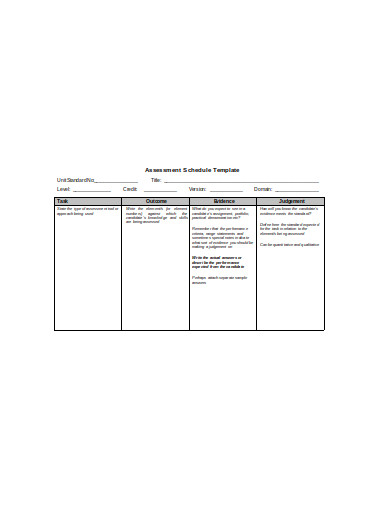 assessment schedule template