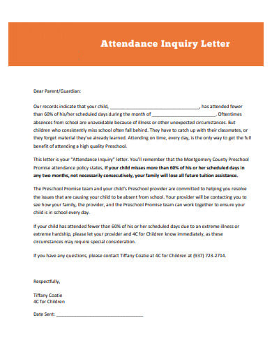 attendance inquiry letter template